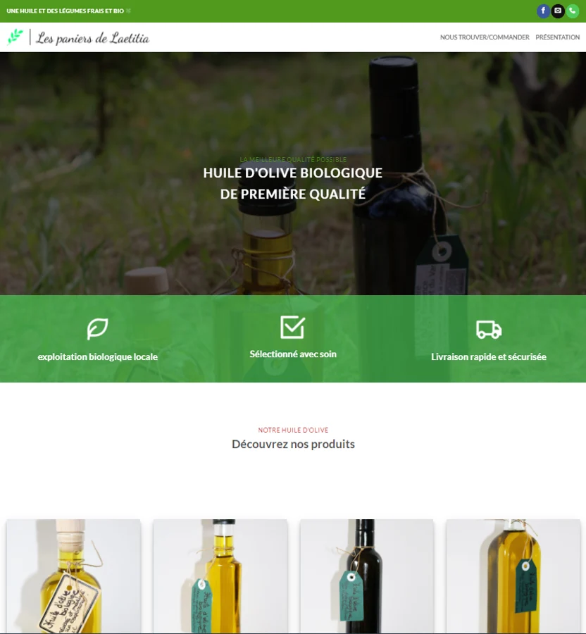 Le site des Paniers de Laetitia, l’un de mes projets pour un commerce local